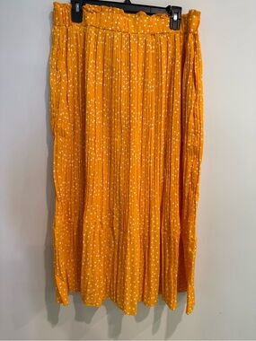 Simlu Orange Polka Dot Pleated Skirt